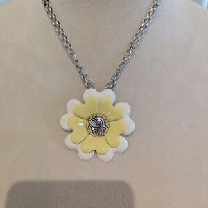 Brighton Retired Corsage Yellow and White Flower convertible Pendant Necklace
